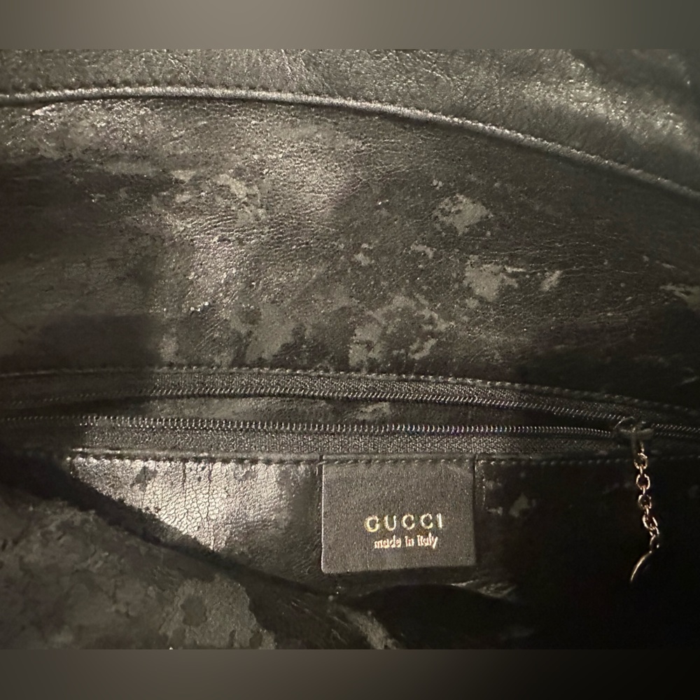 Vintage GUCCI Bamboo Black Leather Satchel Tote - Picture 6 of 14